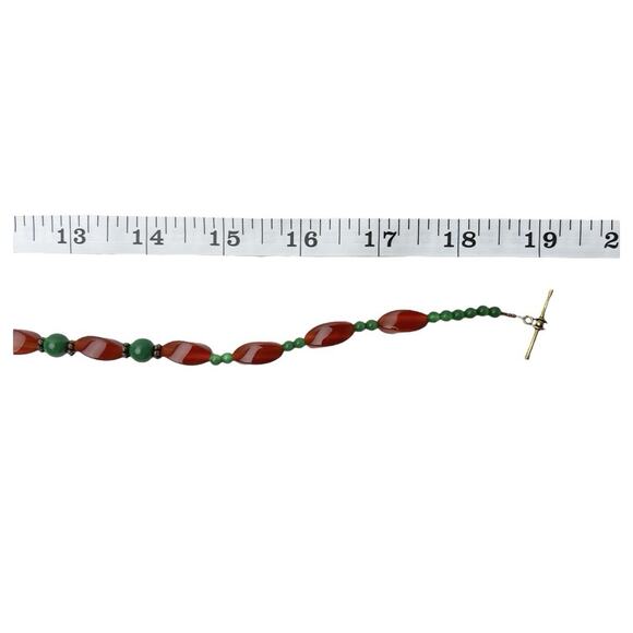 Glass Bead Fashion Necklace Orange Green Quartz Glossy Smooth Stones Artistic - Picture 10 of 10